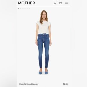 MOTHER High Waisted Looker Ankle Jeans in Dark Indigo